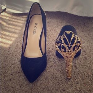 Black Heels with Gold Details